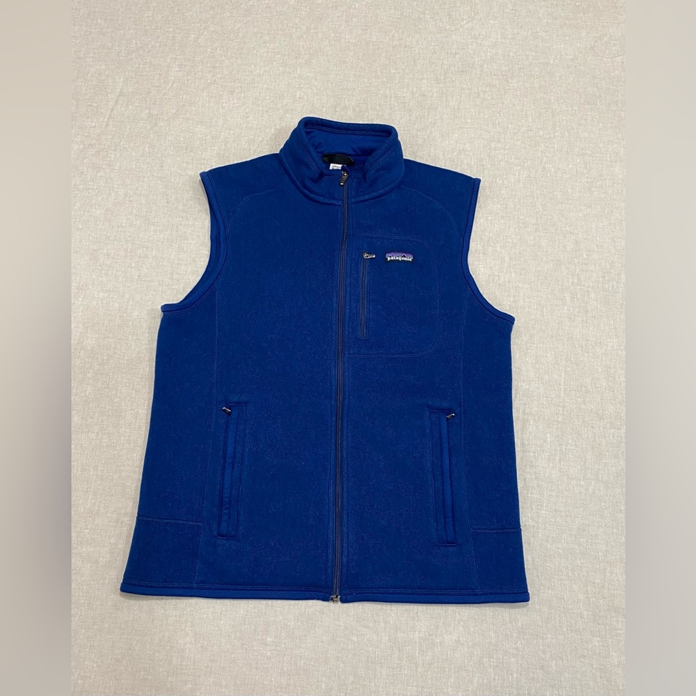 Patagonia Mens Blue Full-Zip Mock Neck Better Fleece Vest Size L Outdoor Hiking